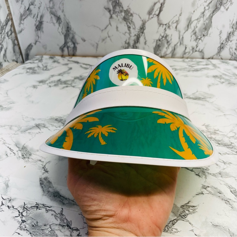 Malibu Vintage Tropical Green and Yellow Palm Tree Visor Hat